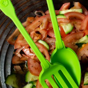 Die Silikon Küchengabel kann gut als Salatbesteck oder allgemein zum Backen und Kochen verwendet werden.