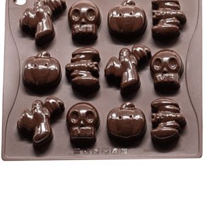Schokoladenform aus Silikon mit typischen Halloween-Motiven
