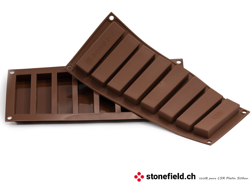 Die Silikon Pralinenform My Snack gehört zu den grössten Schokoladeformen aus Silikon. Mit dieser Silikonform köönnen Schokoladeriegel selber hergestellt werden.