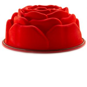 Neben den klassischen Gugelhupfformen ist die Silikon Backform Rose ein ganz besonders schönes Motiv zum Kuchen backen
