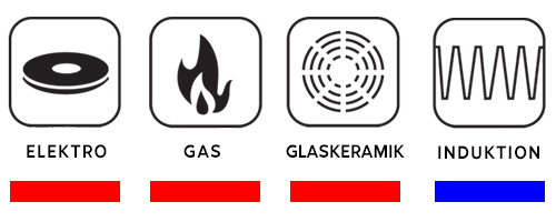 Die verschiedenen Herdarten von Gastrolux-Pfannen